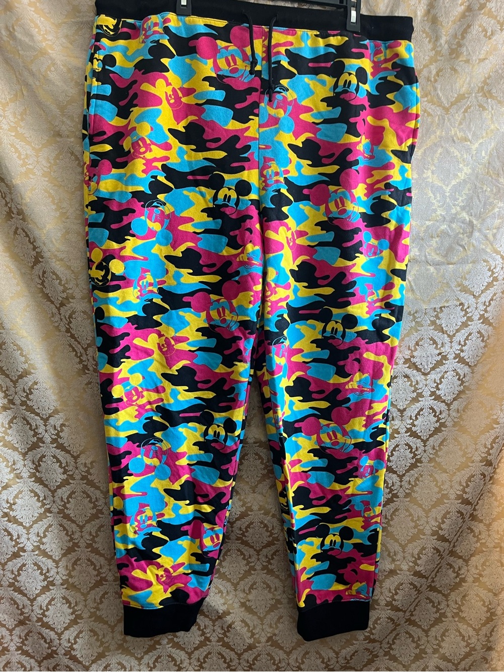 XL Disney Multicolor Pink Blue Yellow Black Camo Mickey Joggers
